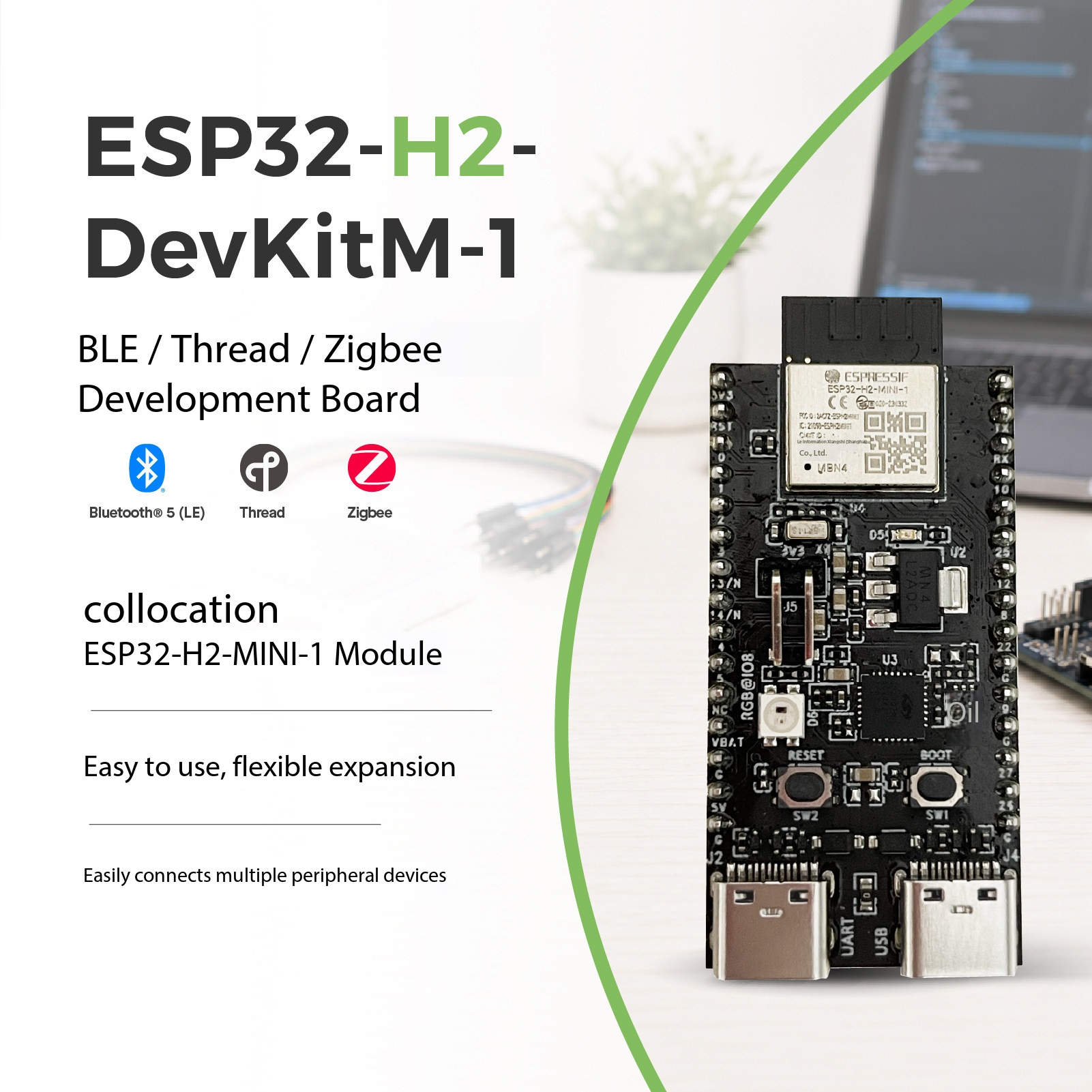 Esp32 H2 - Espressif ESP32-H2-DevKitM-1 802.15.4 RISC-V-bord, met ondersteuning