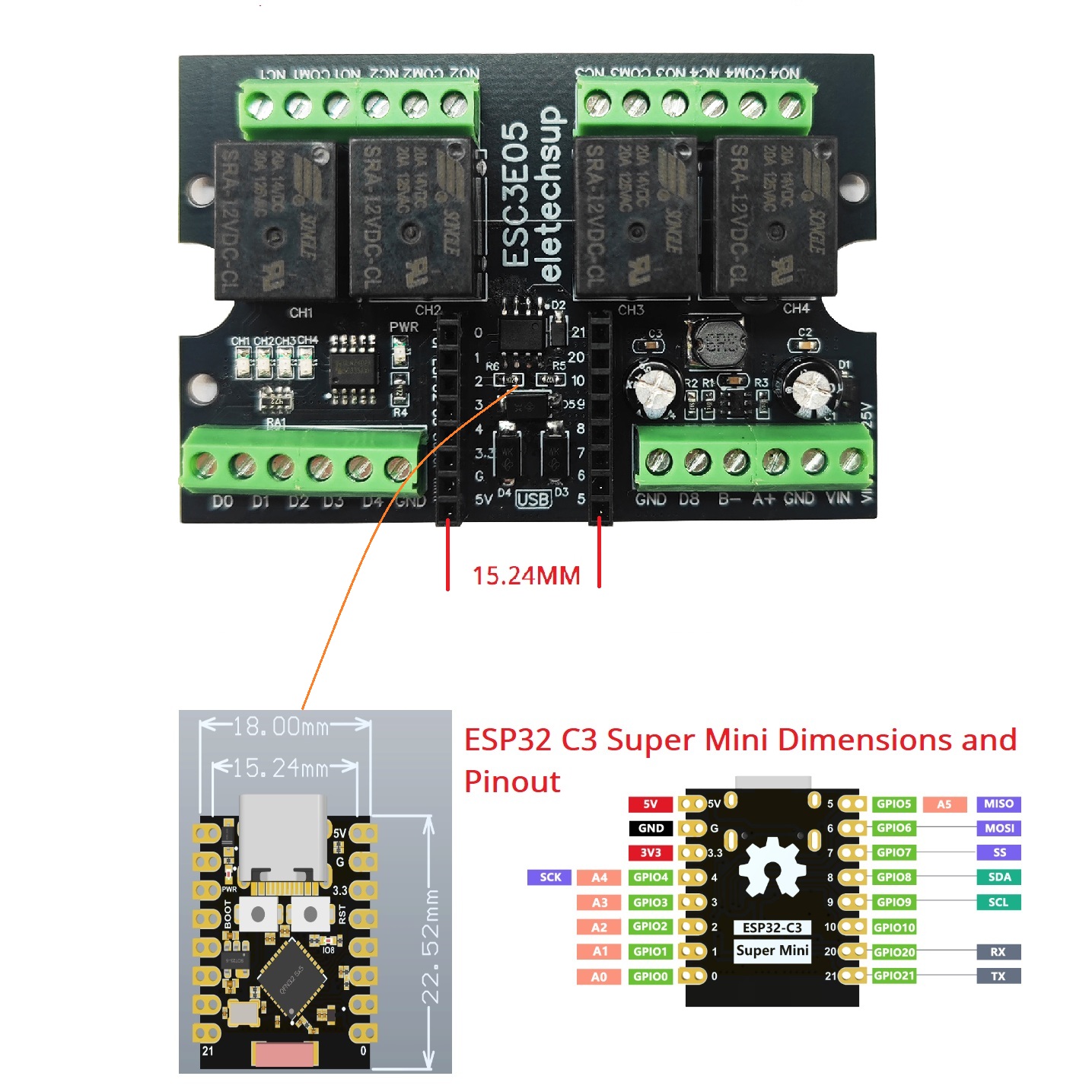 ESC3B04 ESP32-C3 Industriële r - Esp32 C3 recensie en prijs